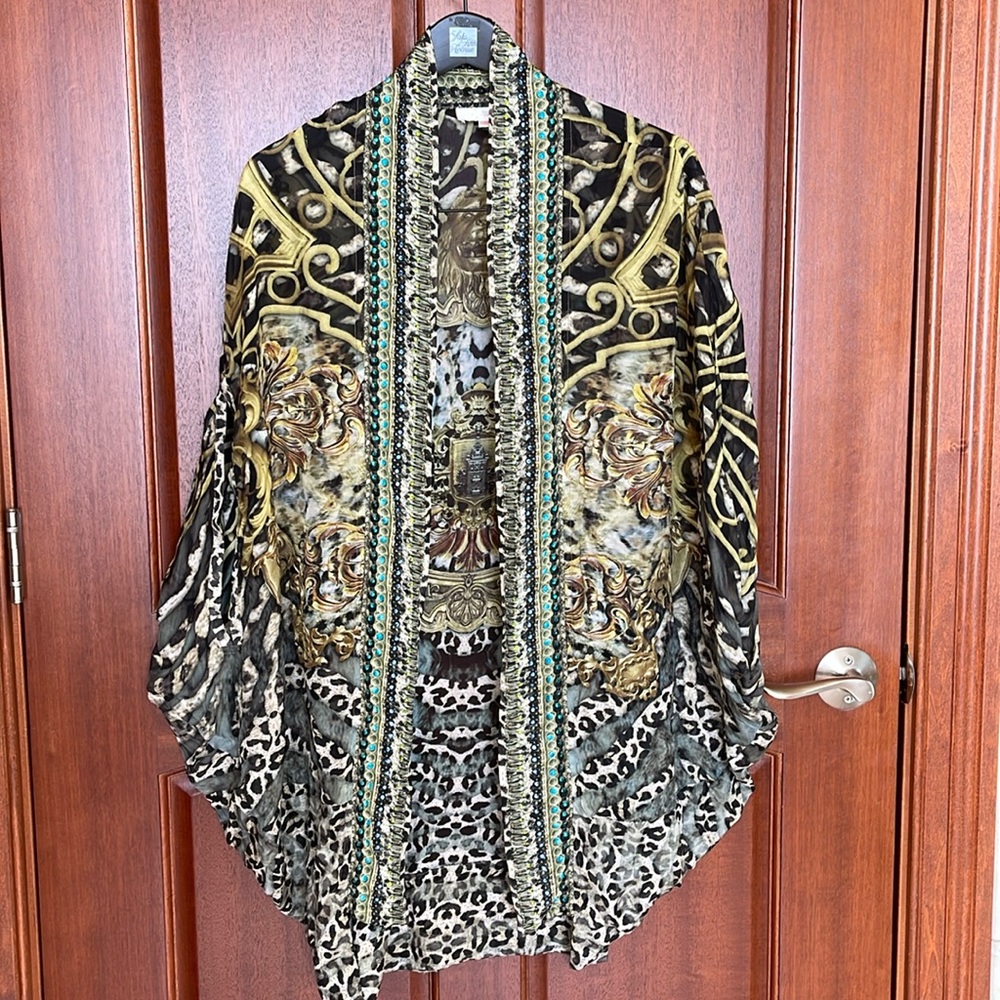 CAMILLA 100% Silk Cover-up w/ Crystals and Embellishment Beads, One Size